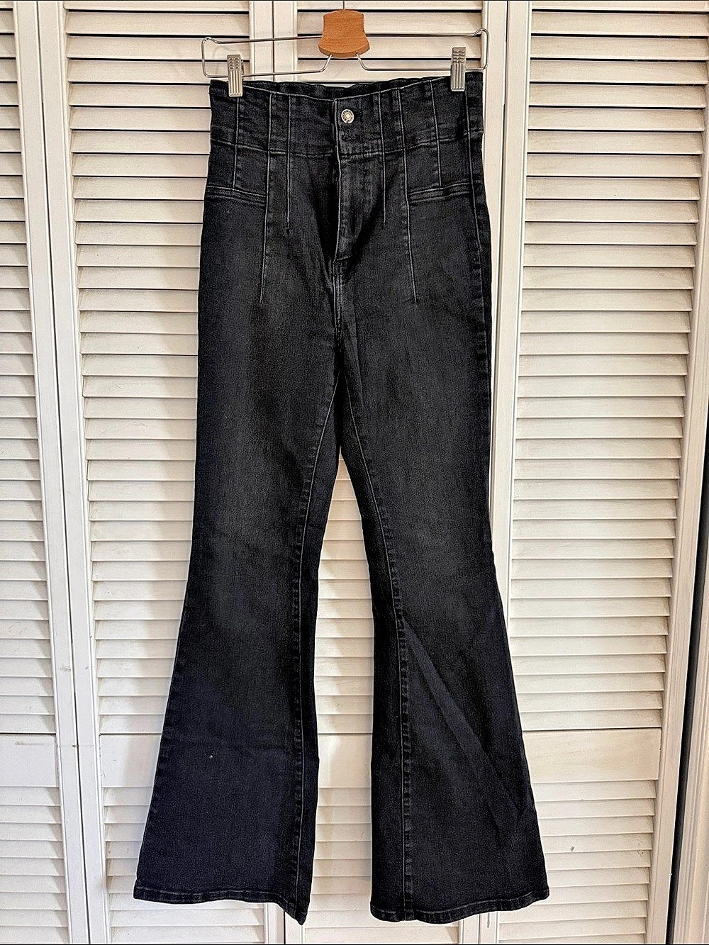 Free People Penny Pull-On Flare Jeans Black